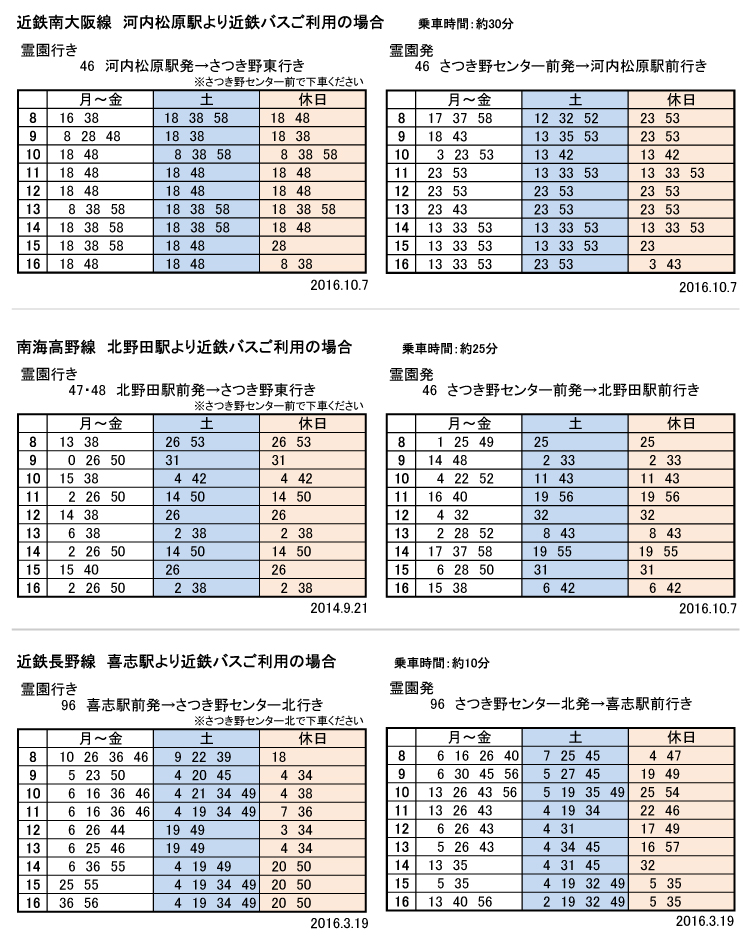 近鉄バス時刻表